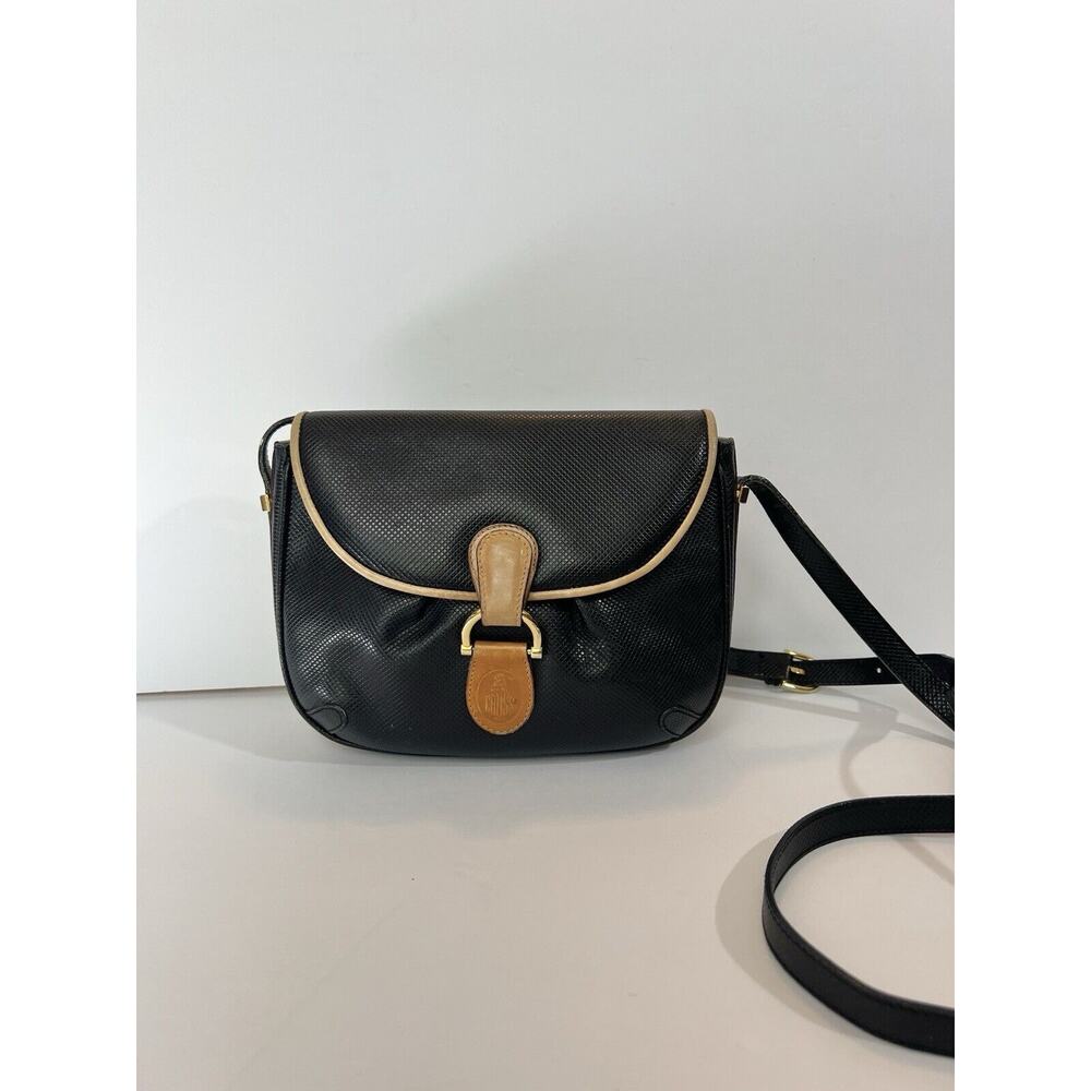 Vintage Black Mark Cross Crossbody Leather Bag Purse Handbag